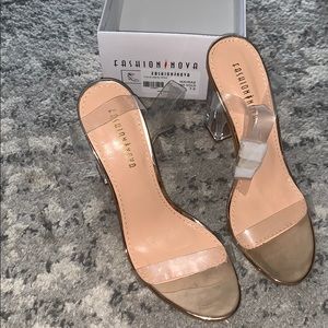 Rose Gold Clear Heels 7.5